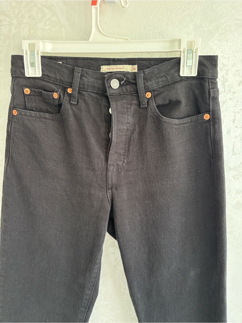 Levi's WEDGIE STRAIGHT ANKLE JEANS black W26 L30 - Picture 4 of 9